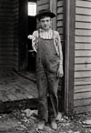  1909 nen  sense braç traballador en una fàbrica de caixes